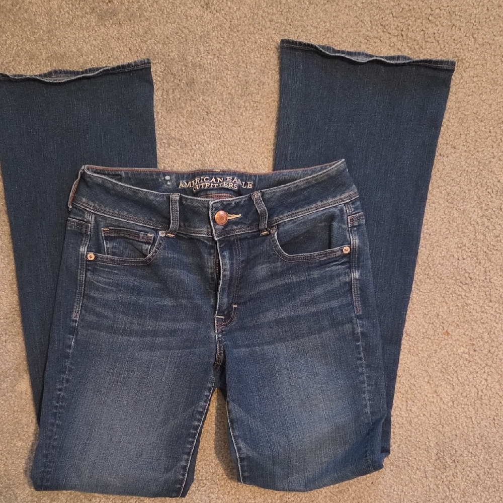American Eagle Outfitters Dark Blue High-Rise Bootcut Jeans